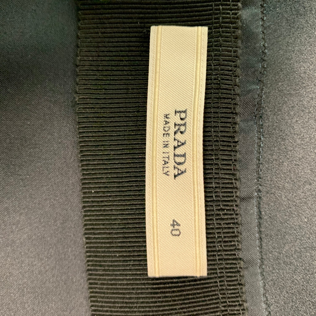 PRADA Talla 4 Falda circular plisada de seda negra