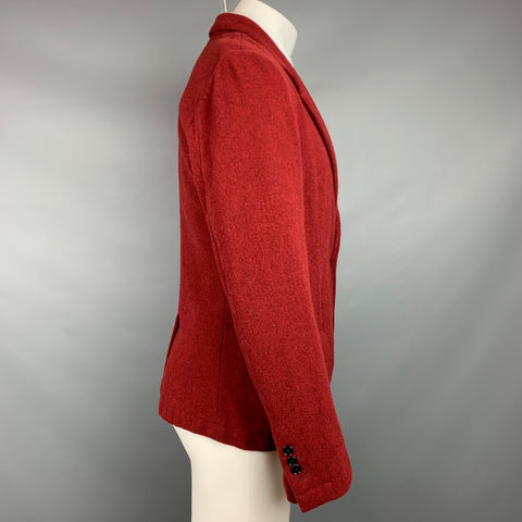 DOLCE & GABBANA Size 38 Red Tweed Wool Notch Lapel Sport Coat