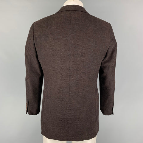 ARMANI COLLEZIONI Size 38 Brown Herringbone Wool Blend Sport Coat