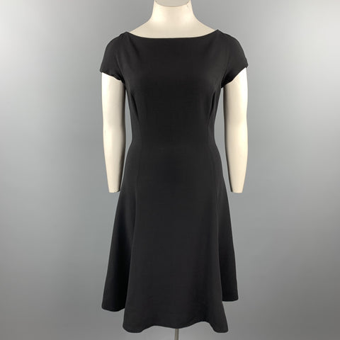 RALPH LAUREN Talla 12 Vestido con estilo y cuello barco de lana negra