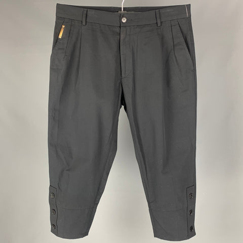 DOLCE & GABBANA Size 34 Black Cotton Pleated Cropped Casual Pants