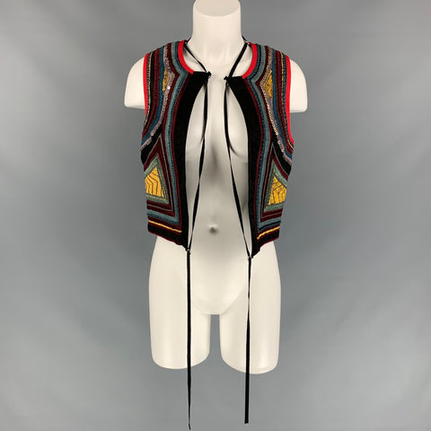 DRIES VAN NOTEN Size M Multi-Color Cotton Embroidered Cropped Vest