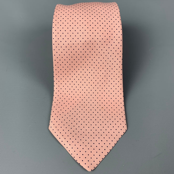 CABLE CAR CLOTHIERS Pink Black Polka Dot Silk Tie