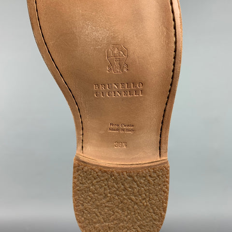 BRUNELLO CUCINELLI Size 8.5 Taupe & Silver Suede Lace Up Shoes