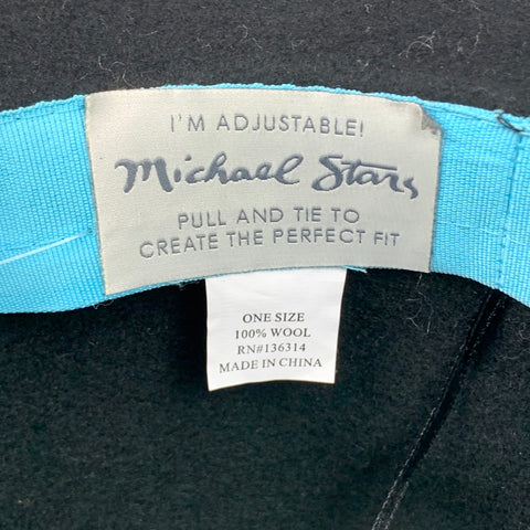 MICHAEL STARS One Size Black Wool Felt Fedora Hat