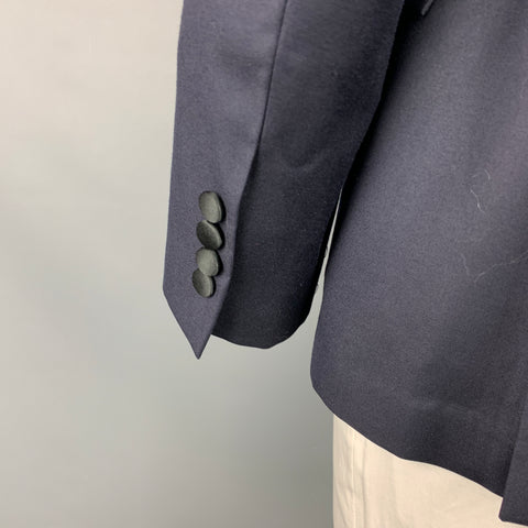 TODD SNYDER Size 42 Regular Navy & Black Wool Peak Lapel Sport Coat