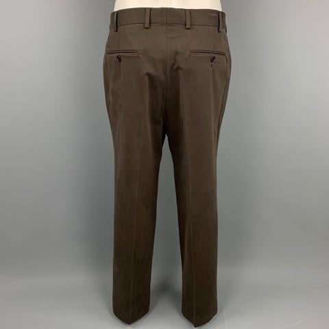 CERRUTI Size 40 Regular Brown Cotton Notch Lapel Suit