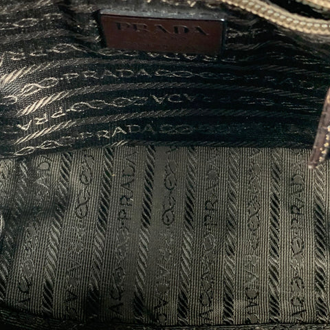 Vintage PRADA Brown Alligator Embossed Leather Velvet Mini Handbag
