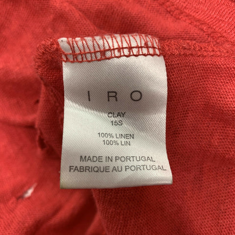 IRO Size S Red Distressed Linen Crew-Neck T-shirt