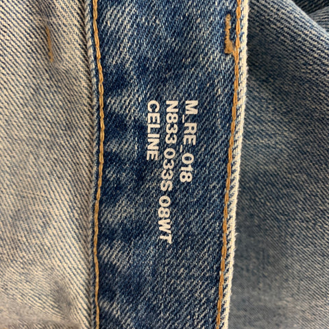 CELINE Size 27 Blue Cotton Distressed Jeans