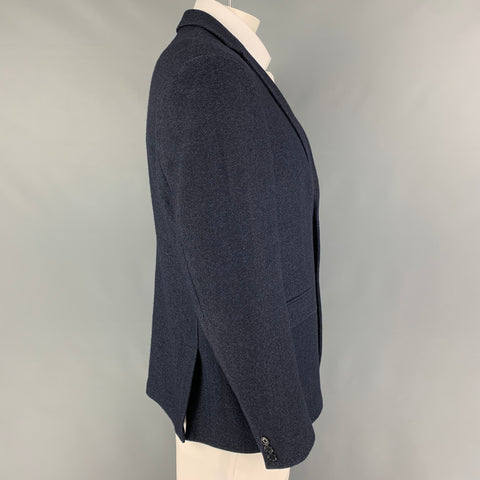 EMILE LAFAURIE Chest Size 46 Navy Textured Wool Blend Notch Lapel Sport Coat
