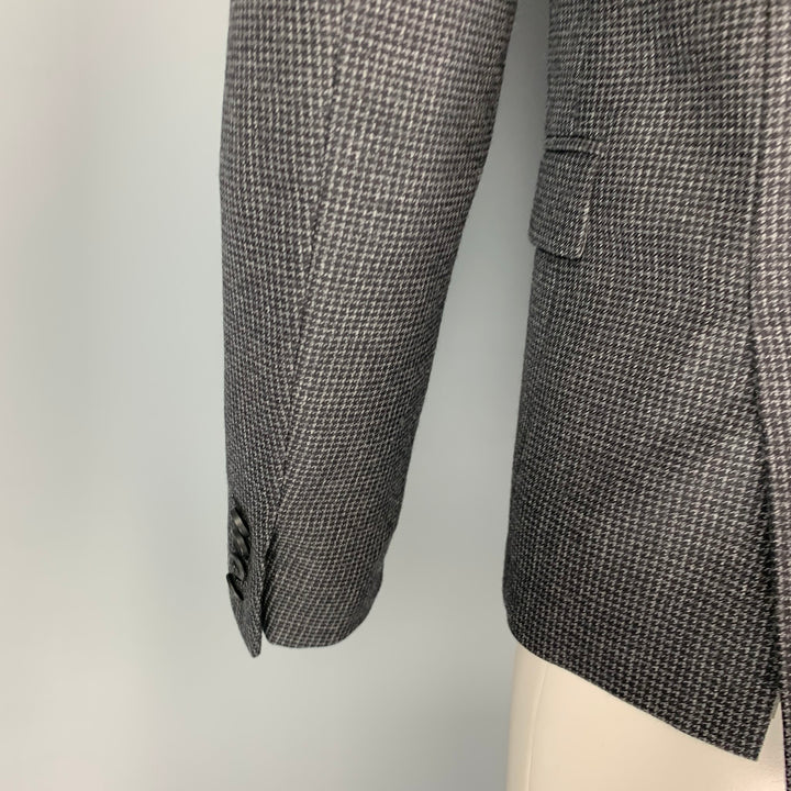 THE KOOPLES Size 36 Charcoal Grey Grid Wool Notch Lapel Sport Coat