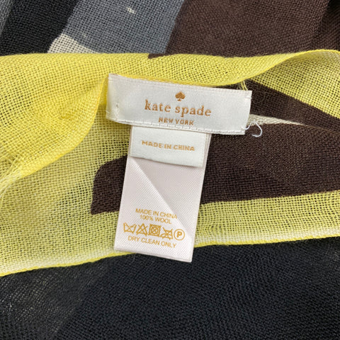 KATE SPADE Brown & Yellow Color Block Wool Scarf