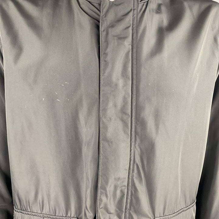 COLE HAAN L Black Polyester Zip & Snaps Jacket