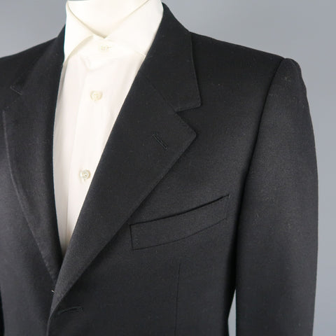 YVES SAINT LAURENT Rive Gauche 42 Regular Black Wool Felt Notch Lapel Suit