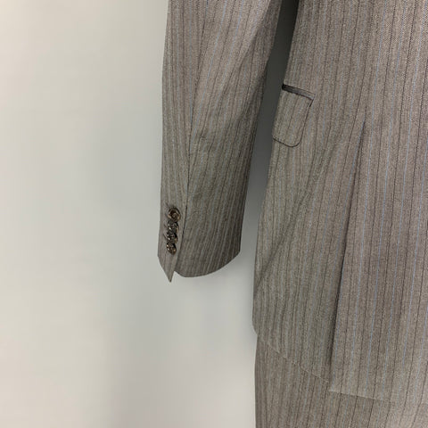 GUCCI Size 40 Grey Blue Stripe Wool Notch Lapel Suit