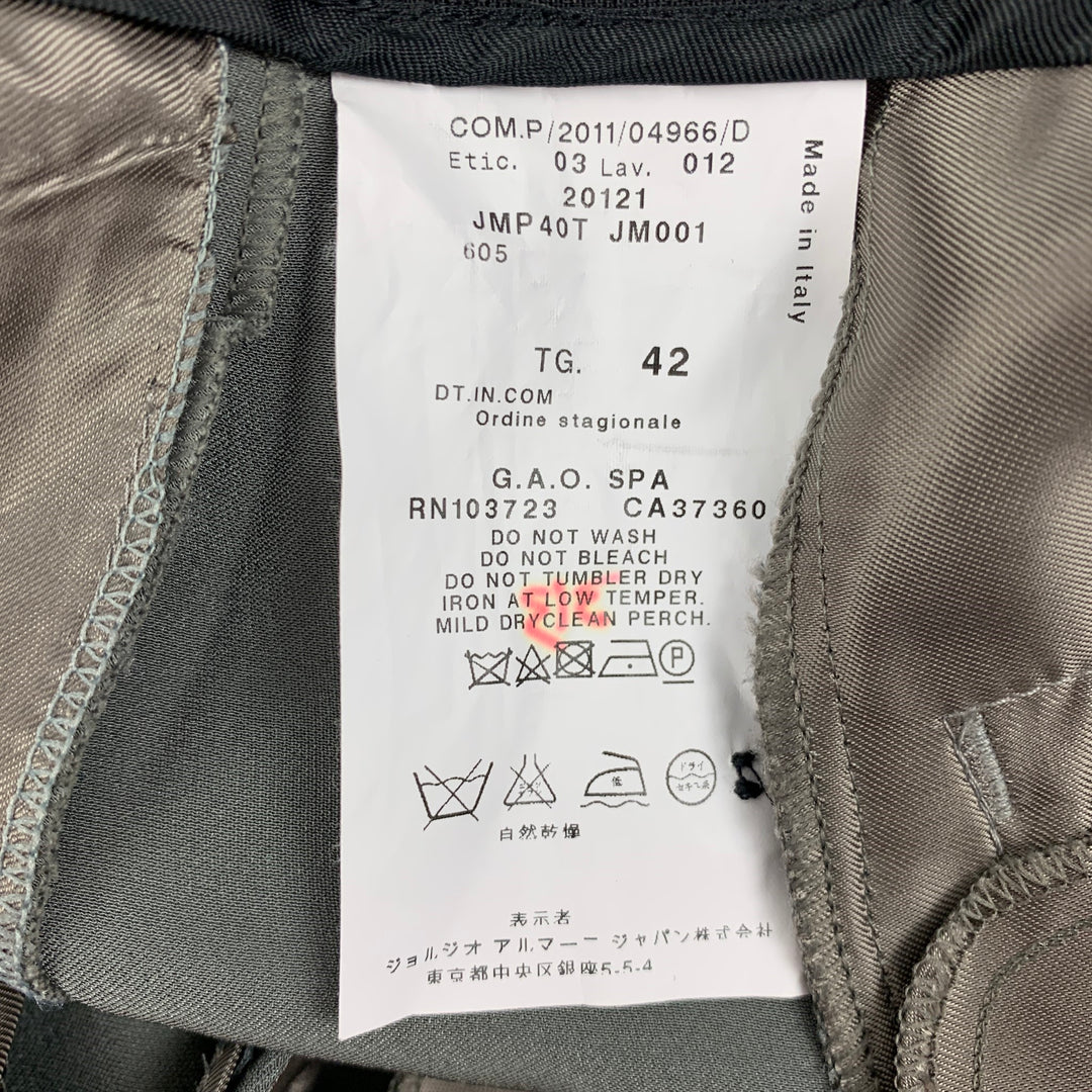 ARMANI COLLEZIONI Taille 6 Pantalon habillé à jambe large plissé en soie et acétate gris