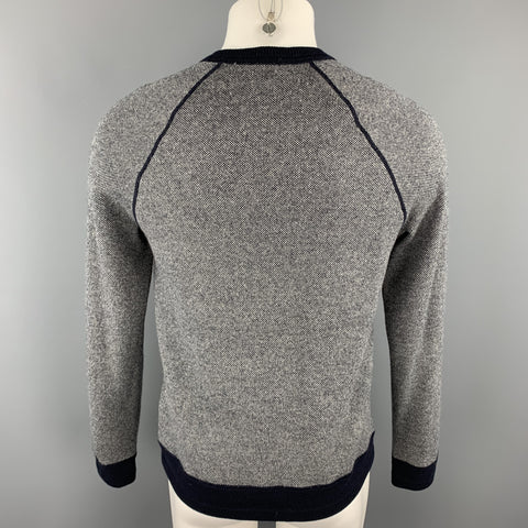 VINCE Talla S Jersey gris jaspeado de lana/cachemira con cuello redondo