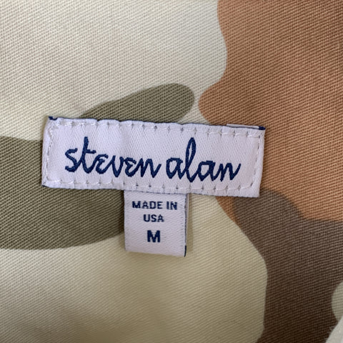 STEVEN ALAN Size M Cream Camouflage Cotton Button Down Long Sleeve Shirt