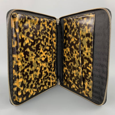 EMPORIO ARMANI Olive Camouflage Patent Leather iPad Case / Pouch