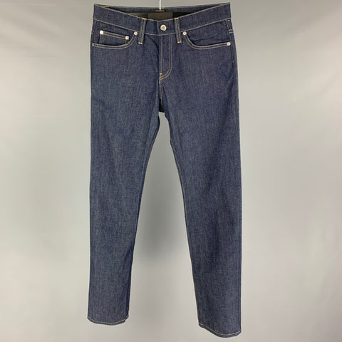 HELMUT LANG Size 30 Blue Cotton Slim Multi Key Rings Jeans