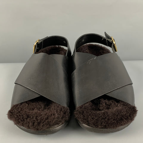 MARNI Size 9 Black Leather Sandals