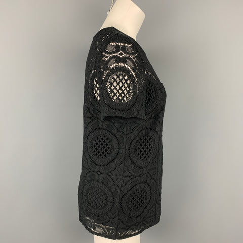 BURBERRY PRORSUM Size 10 Black Cotton / Nylon Dress Top