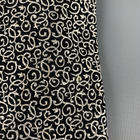 CHARVET Black White Abstract Silk Tie
