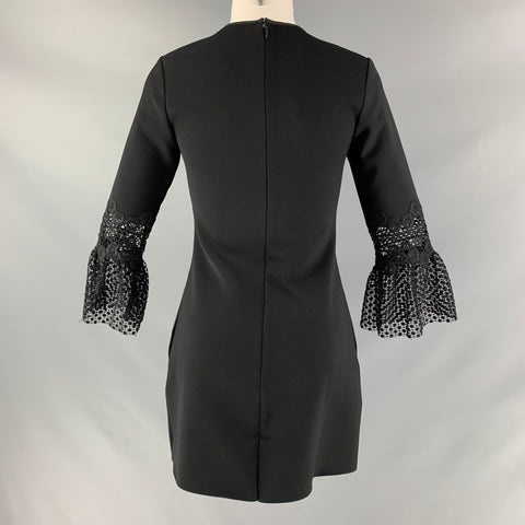 SELF-PORTRAIT Size 4 Black Polyester Blend Eyelet A-Line Dress