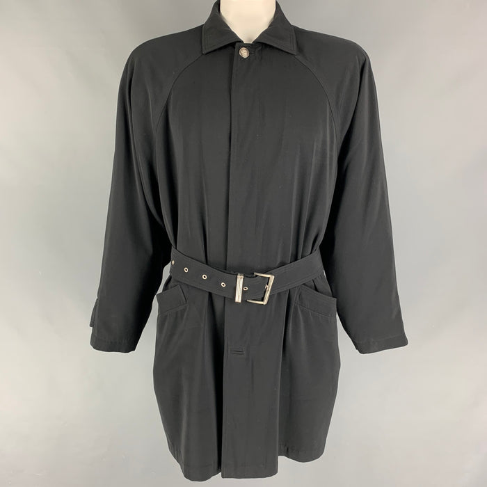Vintage GIANNI VERSACE Size 40 Black Rayon Raglan Coat