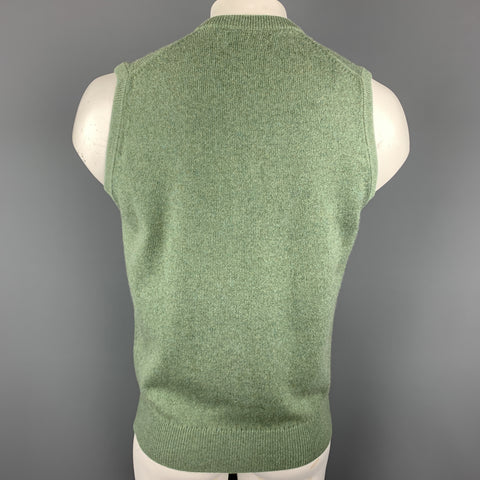 BALLANTYNE Taille XL Gilet pull en cachemire vert mousse à col en V
