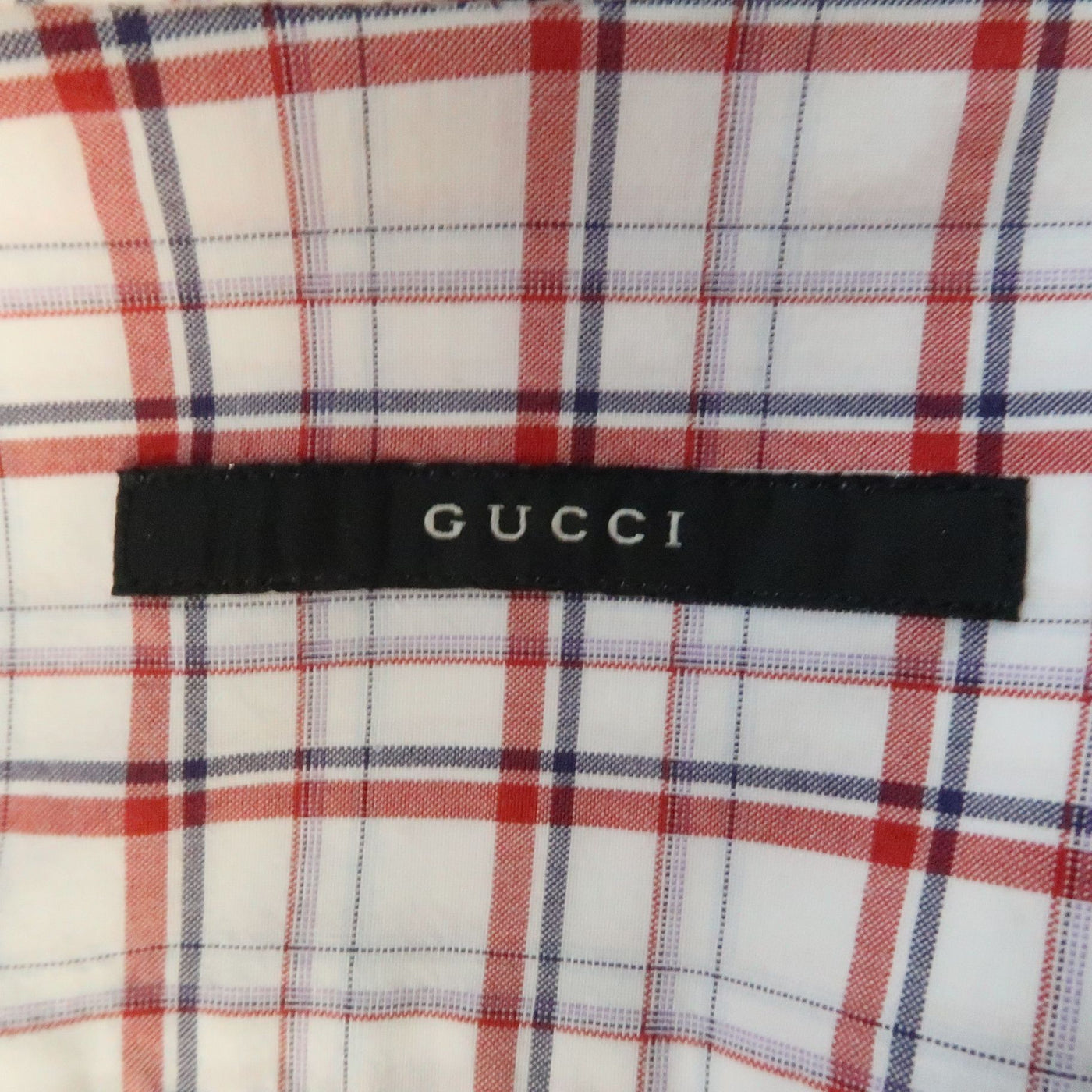 GUCCI Size S White & Red Plaid Cotton Button Up Long Sleeve Shirt