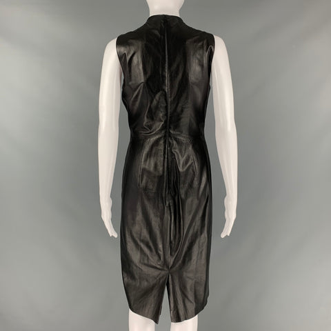 RALPH LAUREN Size 8 Black Leather Lamb Skin Sleeveless Dress