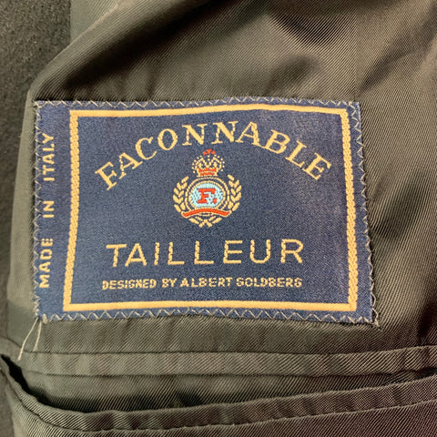 FACONNABLE Size 48 Black Cashmere Hidden Buttons Coat