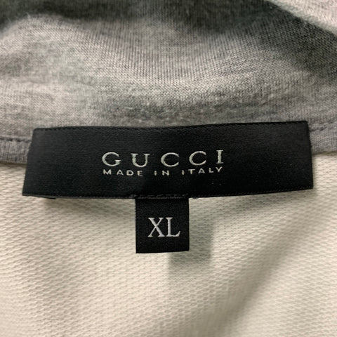 GUCCI Size XL Grey White Color Block Viscose Blend Zip Up Sweatshirt