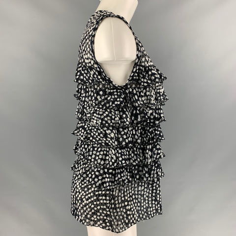 JASON WU Size 6 Black & White Viscose & Silk Dots Blouse