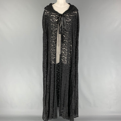 Manteau à capuche en dentelle noire sur mesure, taille unique