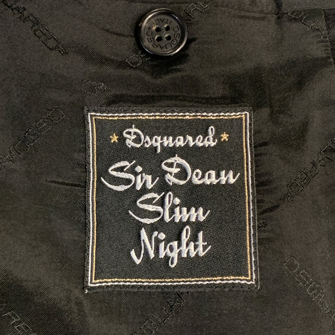 DSQUARED2 Size 40 Black Wool Blend Satin Peak Lapel Tuxedo Jacket
