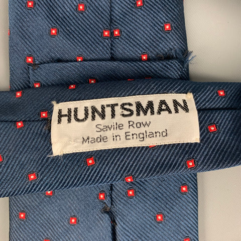 HUNTSMAN Navy Red Dots Silk Twill Tie
