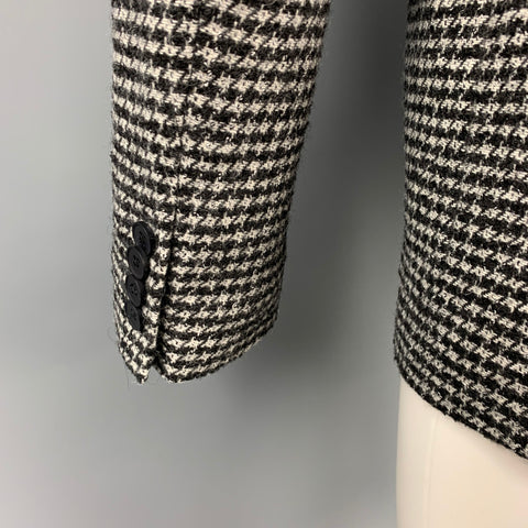 MICHAEL KORS Talla 36 Abrigo deportivo de mezcla de lana de pata de gallo negro y gris