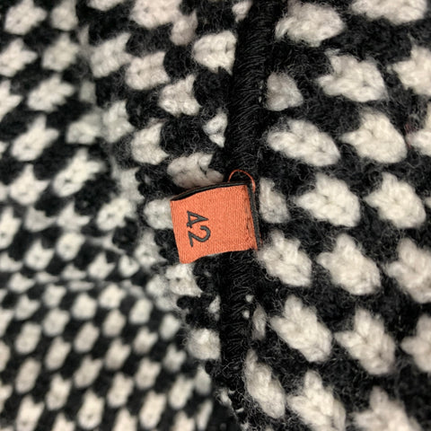 MISSONI Size 6 Black & White Knitted Wool Blend Belted Maxi Cardigan