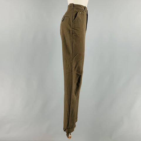RALPH LAUREN Taille 10 Pantalon décontracté en coton olive vert patchwork en daim Jodhpurs
