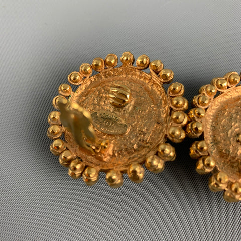 Vintage 1980's CHANEL Gold Faux Pearl Clip-On Earrings