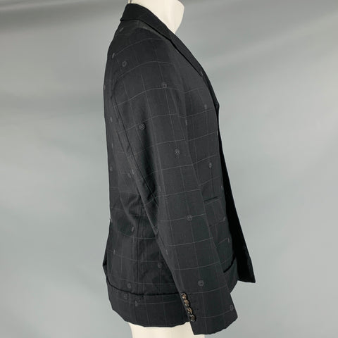 COMME des GARCONS Size S Black Grey Window Pane Wool Sport Coat