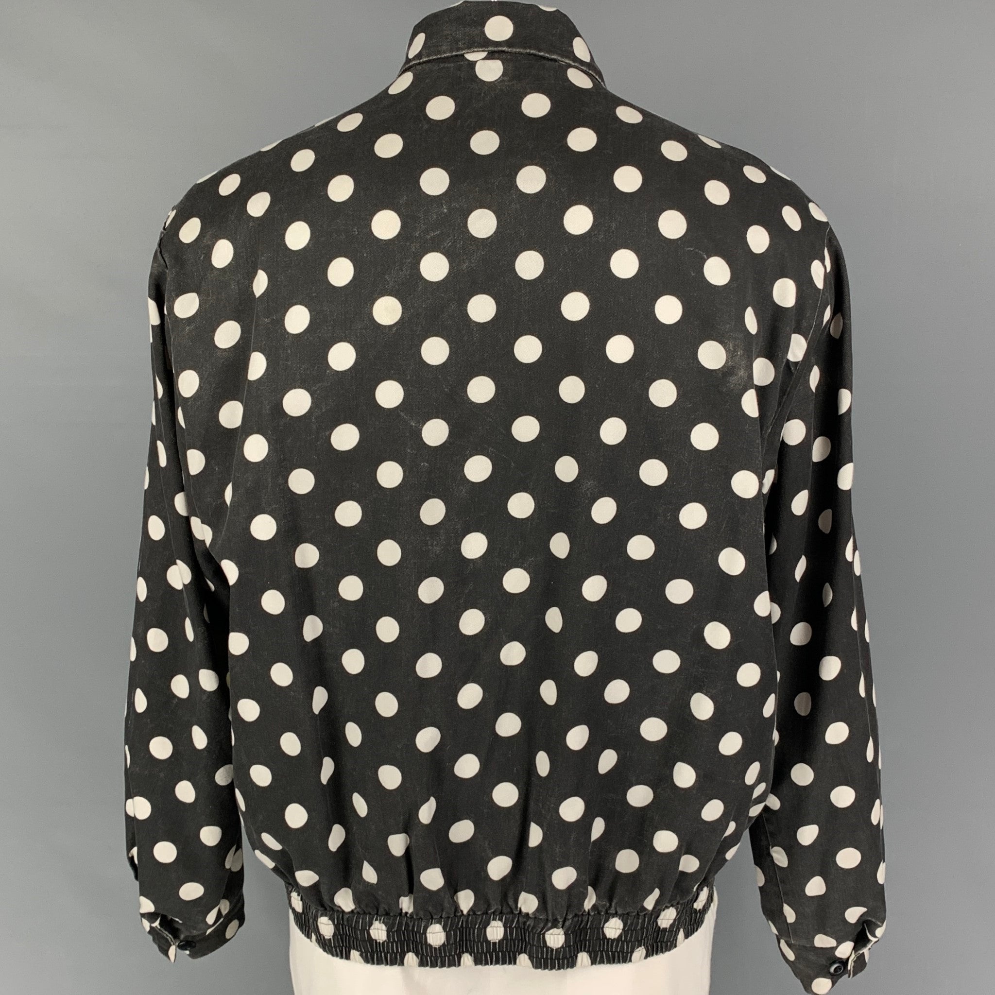 SUPREME Size XL Black White Polka Dot Rayon Zip Up Jacket