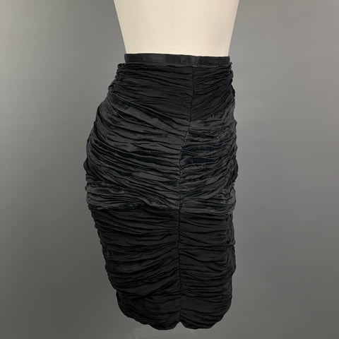 CATHERINE MALANDRINO Taille 4 Mini-jupe en soie froncée noire