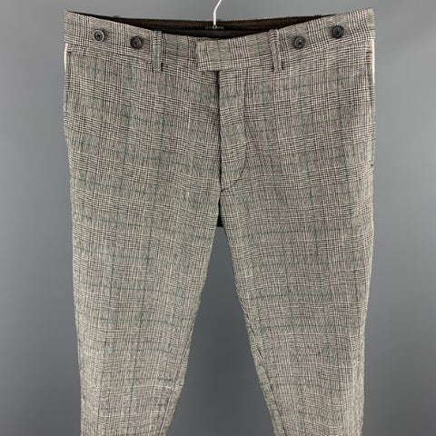 DIESEL Size 34 Black & White Glenplaid Wool Blend Button Fly Dress Pants