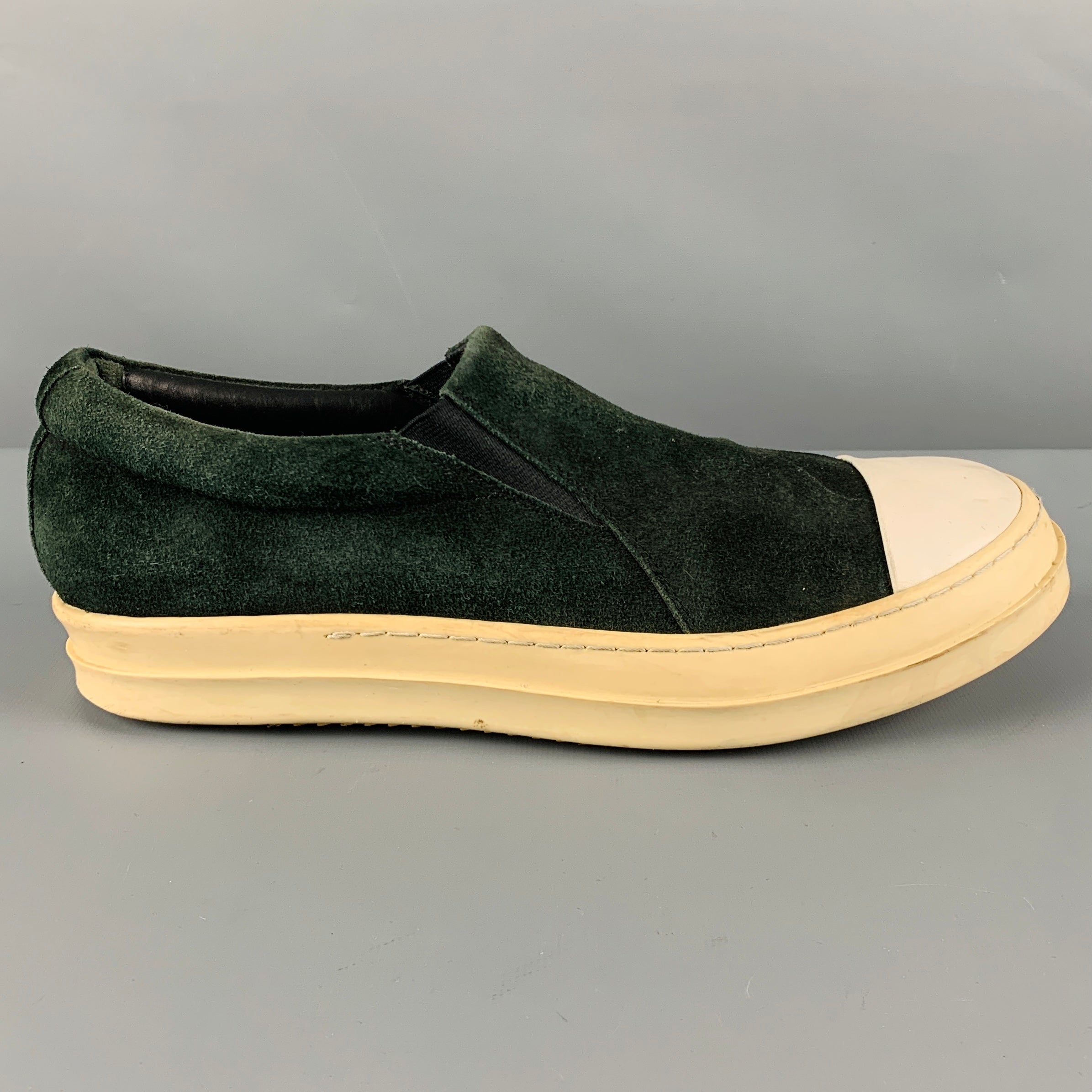 RICK OWENS Size 9 Green White Leather Slip On Sneakers – Sui