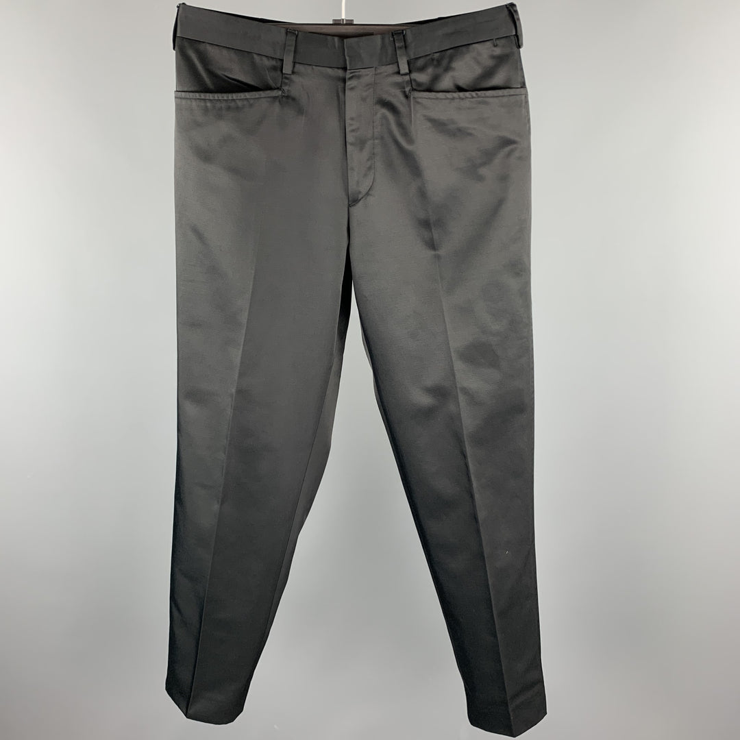 PRADA Taille 32 Pantalon habillé en coton / nylon noir avec braguette zippée