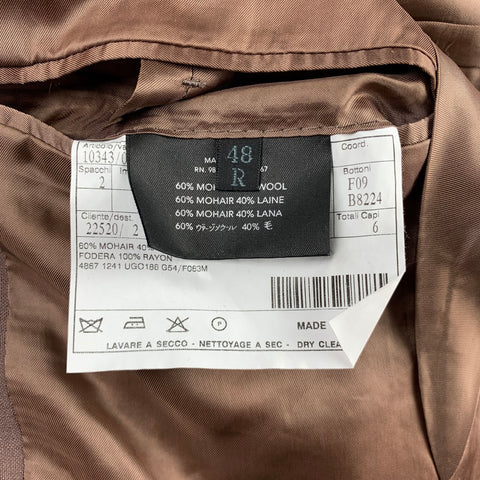 PRADA Talla 38 Traje de solapa de muesca de lana / mohair marrón